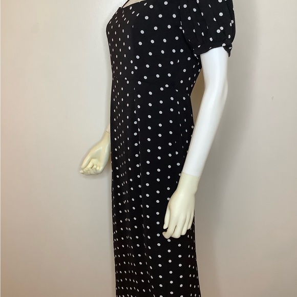 Forever 21 Black and White Polka Dot Midi Dress Size Small Square Neck - Picture 3 of 6